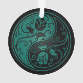 Blauwgroen Blauwe en Zwarte Yin Yang Rozen Ornament (achterkant)