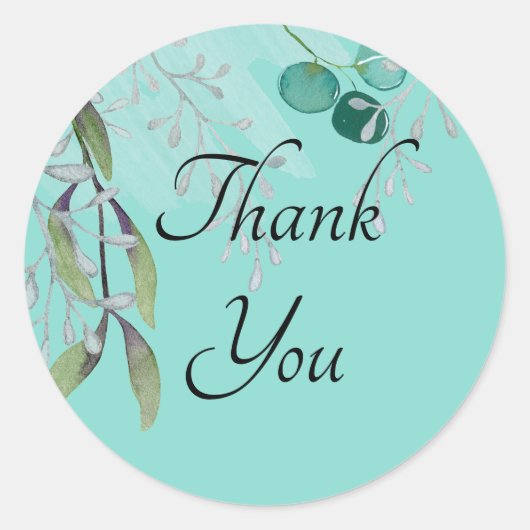 Blauwgroen blauwe eucalyptus Waterverf Ronde Sticker (Voorkant)