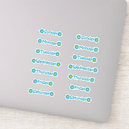Blauwgroen Blauwe Floral Dagen van de Week Planner Sticker