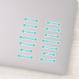 Blauwgroen Blauwe Floral Dagen van het Weekblad Sticker