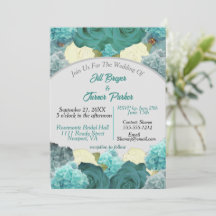 Blauwgroen Blauwe Floral en Roos Elegant Wedding