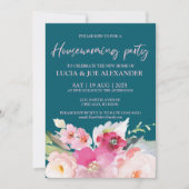 Blauwgroen Blauwe Floral Housewarming Kaart (Voorkant)