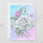  Blauwgroen Blauwe Floral Paars Roze Birthday Part Kaart (Achterkant)