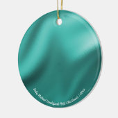 Blauwgroen Blauwe Folie, Baby 1e Kerstdag Keramisch Ornament (Links)