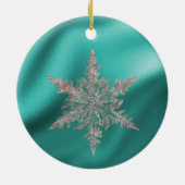 Blauwgroen Blauwe Folie, Baby 1e Kerstdag Keramisch Ornament (Achterkant)