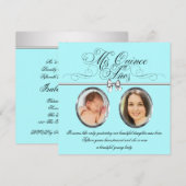  Blauwgroen Blauwe Foto Quinceanera Kaart (Voorkant / Achterkant)