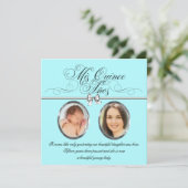  Blauwgroen Blauwe Foto Quinceanera Kaart (Staand voorkant)