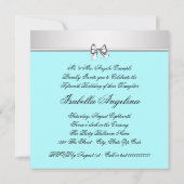  Blauwgroen Blauwe Foto Quinceanera Kaart (Achterkant)