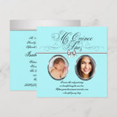 Blauwgroen Blauwe Foto Quinceanera Kaart (Voorkant / Achterkant)