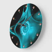 BLAUWGROEN BLAUWE FRACTALE ROOS IN ZWART, PINK GEM GROTE KLOK (Hoek)