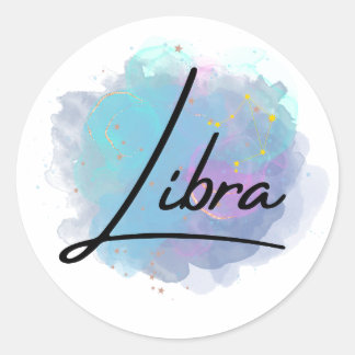Blauwgroen blauwe galaxy Libra Zodiac Constellatio Ronde Sticker