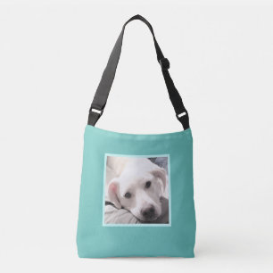Blauwgroen blauwe gekleurde witte papuppy Dog Crossbody Tas