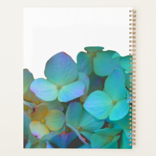 Blauwgroen blauwe gele pink hydrangeenbloem planner (Achterkant)