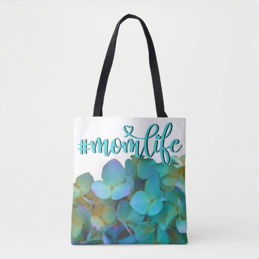 Blauwgroen blauwe gele pink hydrangeenbloem tote bag (Voorkant)