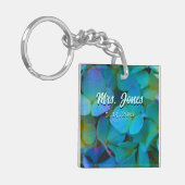 Blauwgroen blauwe gele roze hydrangeas bloemen The Sleutelhanger (Voorkant Links)