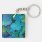 Blauwgroen blauwe gele roze hydrangeas bloemen The Sleutelhanger (Achterkant)