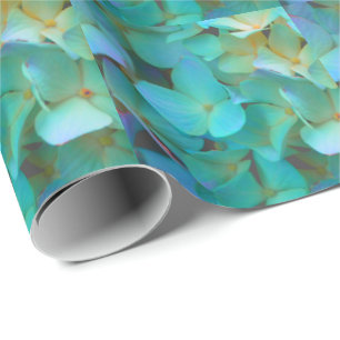 Blauwgroen blauwe gele roze hydrangeenbloem cadeaupapier