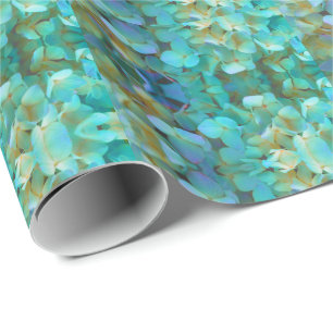 Blauwgroen blauwe gele roze hydrangeenbloem cadeaupapier