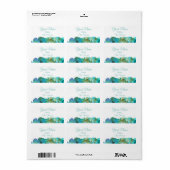 Blauwgroen blauwe gele roze hydrangeenbloem etiket (Full Sheet)