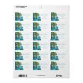Blauwgroen blauwe gele roze hydrangeenbloem etiket (Full Sheet)