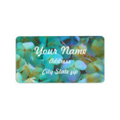 Blauwgroen blauwe gele roze hydrangeenbloem etiket (Voorkant)