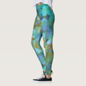 Blauwgroen blauwe gele roze hydrangeenbloem leggings (Links)