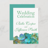 Blauwgroen blauwe gele roze hydrangeenbloem save the date (Voorkant / Achterkant)