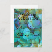 Blauwgroen blauwe gele roze hydrangeenbloem save the date (Voorkant / Achterkant)