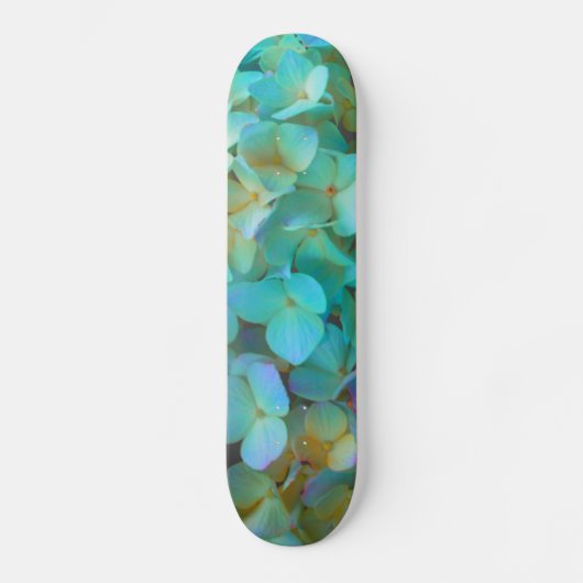 Blauwgroen blauwe gele roze hydrangeenbloem skateboard (Voorkant)