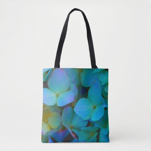 Blauwgroen blauwe gele roze hydrangeenbloem tote bag (Voorkant)