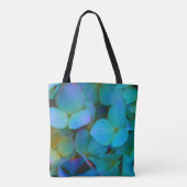 Blauwgroen blauwe gele roze hydrangeenbloem tote bag (Achterkant)