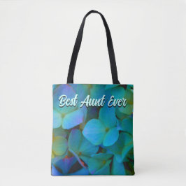 Blauwgroen blauwe gele roze hydrangeenbloemen best tote bag