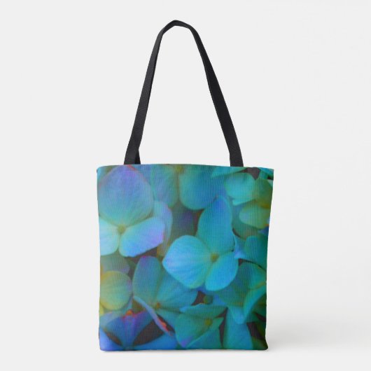 Blauwgroen blauwe gele roze hydrangeenbloemen best tote bag (Achterkant)