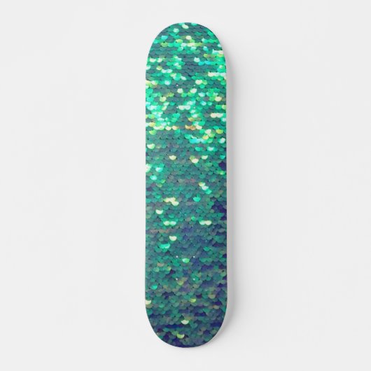 blauwgroen-blauwe gesimuleerde sequine persoonlijk skateboard (Voorkant)
