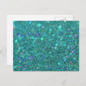 Blauwgroen blauwe glitter briefkaart (Voorkant / Achterkant)