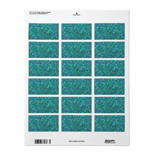 Blauwgroen blauwe glitter etiket (Full Sheet)
