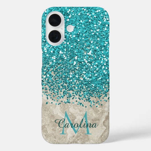 Blauwgroen Blauwe Glitter, Grijze Marmeren Mobiel Case-Mate iPhone Case (Achterkant)