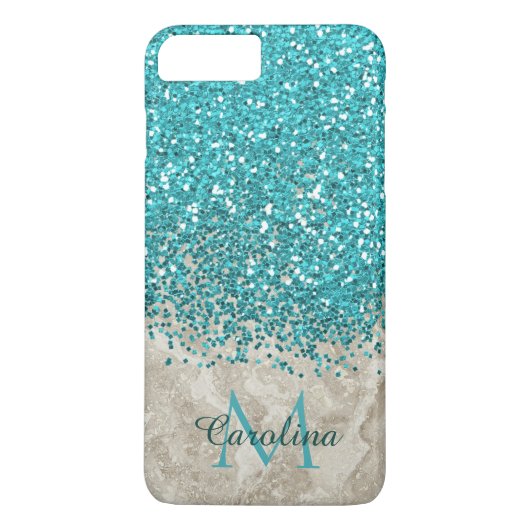 Blauwgroen Blauwe Glitter, Grijze Marmeren Mobiel Case-Mate iPhone Case (Achterkant)