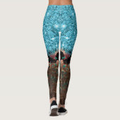 Blauwgroen Blauwe Glitter Leopard Print Abstract Leggings (Achterkant)