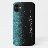 Blauwgroen blauwe glitter Ombre Handgeschreven Aan Case-Mate iPhone Case (Achterkant)