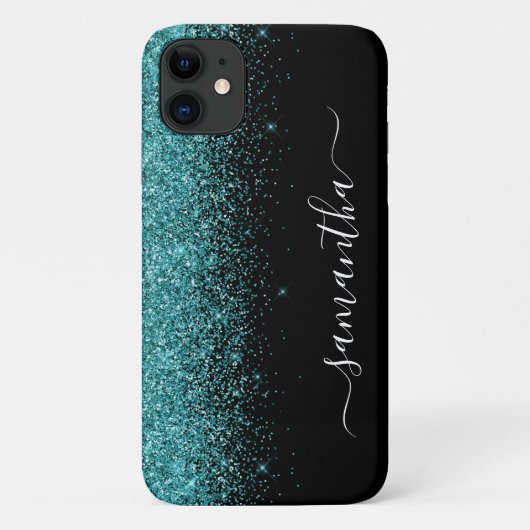 Blauwgroen blauwe glitter Ombre Handgeschreven Aan Case-Mate iPhone Case (Achterkant)