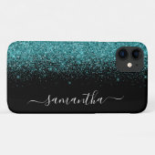 Blauwgroen blauwe glitter Ombre Handgeschreven Aan Case-Mate iPhone Case (Achterkant (horizontaal))