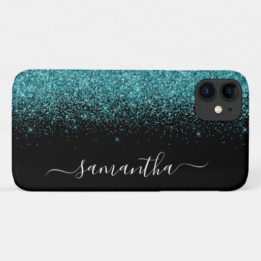 Blauwgroen blauwe glitter Ombre Handgeschreven Aan Case-Mate iPhone Case (Achterkant (horizontaal))