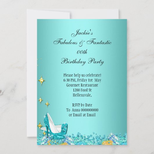 Blauwgroen blauwe glitter op hoog niveau FabulPart Kaart (Achterkant)