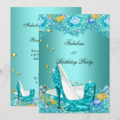 Blauwgroen blauwe glitter op hoog niveau FabulPart Kaart (Voorkant / Achterkant)