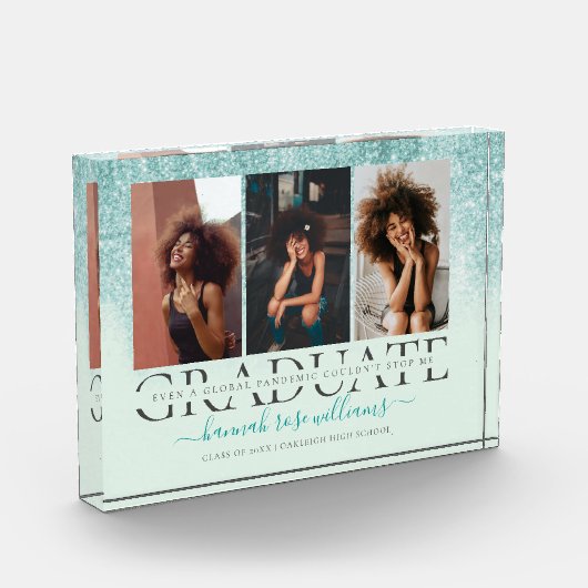 Blauwgroen blauwe glitter | Pandemisch Afstuderen  Fotoblokken (Links)