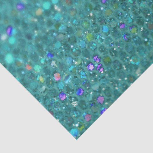 Blauwgroen blauwe glitter tissuepapier (Detail)