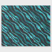 Blauwgroen blauwe glitter Zebra afdrukken Cadeaupapier (Vlak)