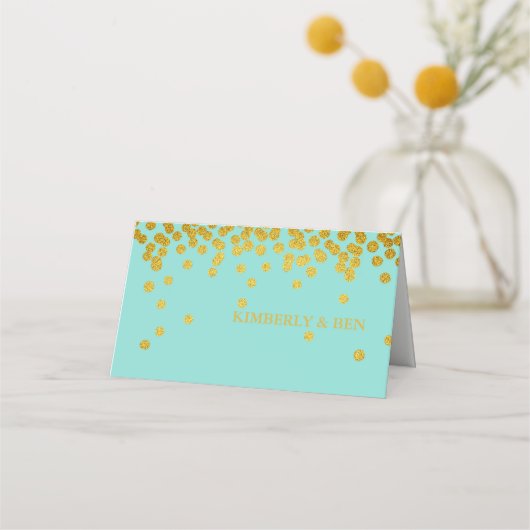 Blauwgroen Blauwe & Gold Shower Party Hartelijk da Plaatskaartje (Voorkant)