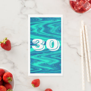 Blauwgroen Blauwe Golven 30e Verjaardag Custom Age Servet